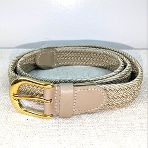 NWT Beige Stretch Woven Belt Size Medium Gold Buckle